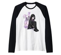 Kawaii Pastel Goth Bunny Anime Triste Emo Girl Alternativa Maglia con Maniche Raglan