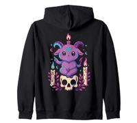 Kawaii Pastel Goth Carino Creepy Occulto Capra Scheletro Candela Felpa con Cappuccio