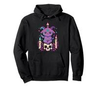 Kawaii Pastel Goth Carino Creepy Occulto Capra Scheletro Candela Felpa con Cappuccio