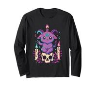 Kawaii Pastel Goth Carino Creepy Occulto Capra Scheletro Candela Maglia a Manica