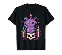 Kawaii Pastel Goth Carino Creepy Occulto Capra Scheletro Candela Maglietta