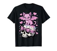 Kawaii Pastel Goth Cute Creepy Cat Bat Skeleton Men Women Maglietta