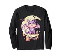 Kawaii Pastel Goth Cute Creepy Cat Vaporwave Menhera Nu Goth Maglia a Manica