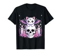 Kawaii Pastello Gotico Carino Raccapricciante Gatto Pipistrello Scheletro Maglietta