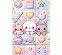 Kawaii Patchwork Notebook: Cute Pastel Journal with Bunnies, Cats, Hearts & Stars | Aesthetic Kawaii Pattern Notepad for Girls