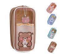 Kawaii Pencil Case Cute Pencil Case Clear Large Capacity Multi-Layer Pencil Case Kawaii Pencil Pouch for Teen Girls (Marrone)
