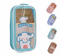 Kawaii Pencil Case Cute Pencil Case Clear Large Capacity Multi-Layer Pencil Case Kawaii Pencil Pouch for Teen Girls (Blu)