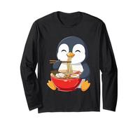 Kawaii Penguin Eating Ramen Cute Chibi Anime Maglia a Manica