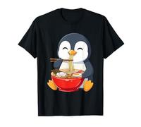 Kawaii Penguin Eating Ramen Cute Chibi Anime Maglietta