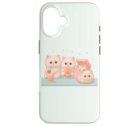 Kawaii persiano gatto dessert carino pastello illustrazione Custodia per iPhone 16