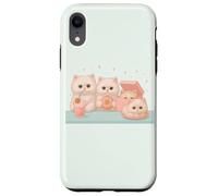 Kawaii persiano gatto dessert carino pastello illustrazione Custodia per iPhone XR
