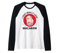 Kawaii Pig Adoro Davvero Il Cibo Macaron Maglia con Maniche Raglan