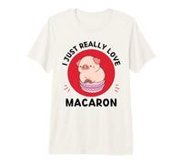 Kawaii Pig Adoro Davvero Il Cibo Macaron Maglietta Premium