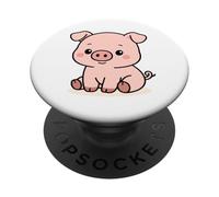 Kawaii Pig Cartoon - Simpatico design con animali della fattoria PopSockets PopGrip Adesivo