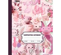 Kawaii Pink Axolotl Collage Composition Notebook