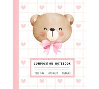 Kawaii Pink Bow Bear Notebook - Adorable Bear Face on Pink Heart Grid | Cute Composition Book for Girls | Wide Ruled, 120 Pages, 7.5 x 9.25 in: Sweet ... Pastel School Journal for Girls & Bear Lovers