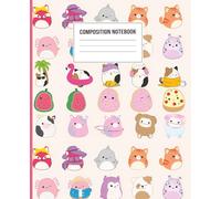 Kawaii Plush Animal & Friends Composition Notebook: Cute Squishy Plushie-Inspired Journal | Fun Animal & Fruit Pattern Notebook for Kids, Teens, and Students | 7.5 x 9.25 in, 110 Wide Ruled Pages
