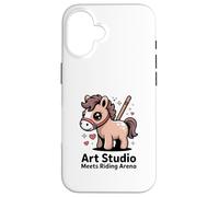 Kawaii Pony Art Studio incontra equitazione cavallo Arena Custodia per iPhone 16