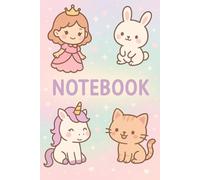 Kawaii Princess & Friends Grid Notebook - 120 Pages (60 Sheets) | Cute Bunny, Unicorn, Cat & Princess Cover | Aesthetic Pastel Journal for Girls