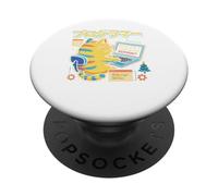 Kawaii programmatore gatto informatica divertente codifica treno PopSockets PopGrip Adesivo