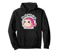 Kawaii Pufferfish Ocean Art Maniglia con Cura Sea Life Design Felpa con Cappuccio