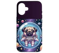 Kawaii Pug in Space: Cute Astronaut Pug Custodia per iPhone 16