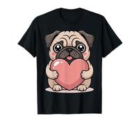Kawaii Pug Valentine Art Cute Puppy Love Sweet Pug Heart Maglietta