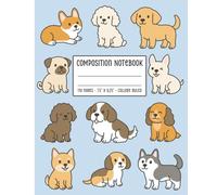 Kawaii Puppies: Cute Dog Composition Notebook, College Ruled, 110 Pages: Adorable Puppy Pattern Journal for Teen Girls, College Students & Dog Lovers, 7.5×9.25 Lined Pages, Pastel Blue Cover