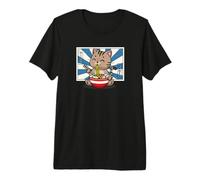 Kawaii Ramen Brown Tabby Cat Lover Maglietta Premium