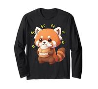 Kawaii Red Panda Bamboo Cat Munching Felicemente Maglia a Manica