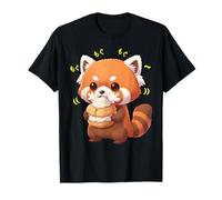Kawaii Red Panda Bamboo Cat Munching Felicemente Maglietta