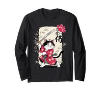 Kawaii Samurai Cat - Carino Giapponese Katana - Donna - Cat Girl Maglia a Manica