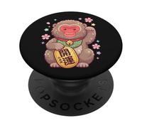 Kawaii Scimmia Neve Giapponese Macaco Maneki Neko Fortune PopSockets PopGrip Adesivo