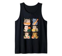 Kawaii Scottish Fold Sushi Cat Set in stile Chibi Food Canotta