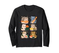 Kawaii Scottish Fold Sushi Cat Set in stile Chibi Food Maglia a Manica