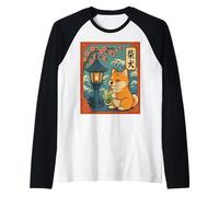 Kawaii Shiba Inu Matcha Boba Giapponese Carino Anime Amante dei Cani Maglia con Maniche Raglan