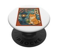 Kawaii Shiba Inu Matcha Boba Giapponese carino anime amante dei cani PopSockets PopGrip Adesivo