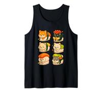 Kawaii Shiba Inu Sushi Roll Set in Divertente Stile Chibi Canotta