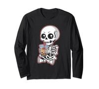 Kawaii Skeleton Bubble Milk Tea Halloween Boba Maglia a Manica