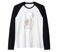 Kawaii Skeleton Bubble Milk Tea Halloween Boba Maglia con Maniche Raglan