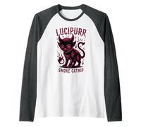 Kawaii Smoke Catnip LUCIPURR Cat Wizard Creepy Lucifer Witch Maglia con Maniche Raglan