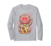 Kawaii Snow Monkey Maneki Neko Fortune Macaco Giapponese Maglia a Manica