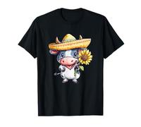 Kawaii Sombrero Mucca con Girasole Fiesta Maglietta