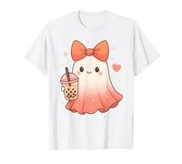 Kawaii spettrale Fantasma Boba Tea Zucca Autunno Halloween Vibes Maglietta