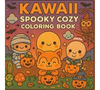 Kawaii Spooky Cozy Halloween Coloring Book for Kids: 50 Cute Line Art Scenes with Mummies, Werewolves and Skeletons - Fun Halloween Coloring Activity for Kids