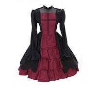 Kawaii-Story JL-655 Nero Rosso Manica Lunga Vampiro Dark Gothic Lolita Dress Costume Cosplay (M)