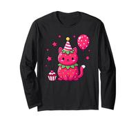 Kawaii Strawberry Cat Lovers Birthday Maglia a Manica