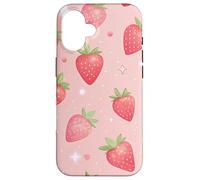 Kawaii Strawberry Star Pink Aesthetic Fruit Style Custodia per iPhone 16