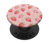 Kawaii Strawberry Star Pink Aesthetic Fruit Style PopSockets PopGrip Adesivo