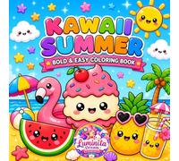 Kawaii Summer Coloring Book: 50+ Bold and Easy Summer Designs for Relaxation and Creative Fun | Cute Beach Scenes, Ice Cream Friends, Tropical Vibes and Sunny Adventures